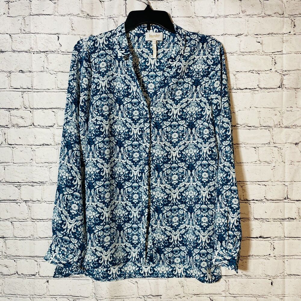 Laundry By Shelli Segal Women's Tops Long Sleeves Collared Button Down‎ Shirt M
